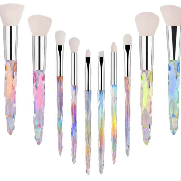 Daxstar Other - Makeup Brushes Crystal Handle,10pcs Premium Rainbow Color Cosmetic Brush Set